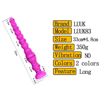 Anus Backyard Beads จุกเสียบก้นแบบยาวพร้อมฐานจุ๊บยางสำหรับนวดต่อมลูกหมาก ของเล่นทางเพศสำหรับผู้หญิง ผู้ชาย ผลิตภัณฑ์สำหรับผู้ใหญ่