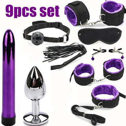 ชุดของเล่นอีโรติก BDSM ของเล่นเซ็กซี่ เกมสำหรับผู้ใหญ่ อุปกรณ์พันธนาการทางเพศ กุญแจมือ ที่หนีบหัวนม แส้ ปลอกคอ ของเล่นทางเพศสำหรับคู่รัก