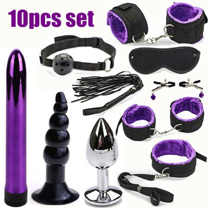 ชุดของเล่นอีโรติก BDSM ของเล่นเซ็กซี่ เกมสำหรับผู้ใหญ่ อุปกรณ์พันธนาการทางเพศ กุญแจมือ ที่หนีบหัวนม แส้ ปลอกคอ ของเล่นทางเพศสำหรับคู่รัก