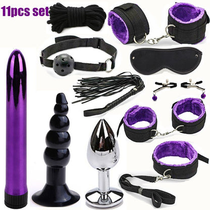 ชุดของเล่นอีโรติก BDSM ของเล่นเซ็กซี่ เกมสำหรับผู้ใหญ่ อุปกรณ์พันธนาการทางเพศ กุญแจมือ ที่หนีบหัวนม แส้ ปลอกคอ ของเล่นทางเพศสำหรับคู่รัก