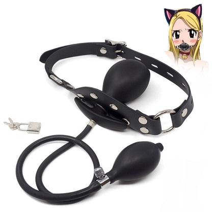 BDSM ปลอกรัดปากขนาดใหญ่พิเศษ แบบไร้สาย ชนิดเป่าลม ที่ถ่างขยายช่องปาก อุปกรณ์ควบคุมสำหรับคู่รักและทาส (สำหรับผู้ใหญ่)