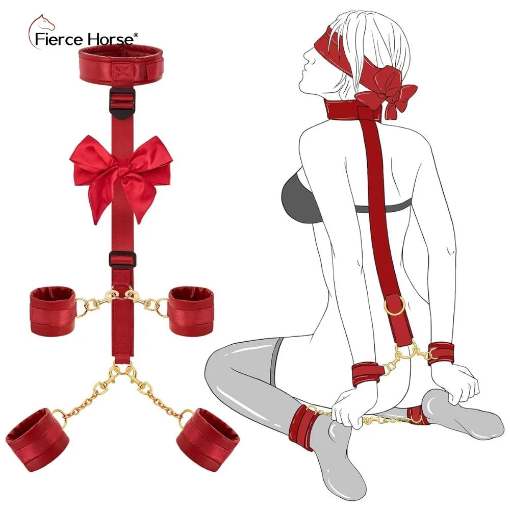ชุด BDSM เกมเร้าอารมณ์สำหรับผู้ใหญ่ อุปกรณ์พันธนาการ 6 แบบ กุญแจมือสำหรับพันธนาการ ของเล่นคู่รักทาส อุปกรณ์ช่วยสร้างความสุขทางเพศ ชุดอุปกรณ์สำหรับเล่นเกม