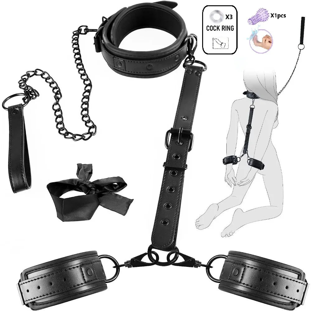 ชุด BDSM เกมเร้าอารมณ์สำหรับผู้ใหญ่ อุปกรณ์พันธนาการ 6 แบบ กุญแจมือสำหรับพันธนาการ ของเล่นคู่รักทาส อุปกรณ์ช่วยสร้างความสุขทางเพศ ชุดอุปกรณ์สำหรับเล่นเกม