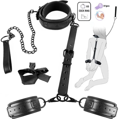 ชุด BDSM เกมเร้าอารมณ์สำหรับผู้ใหญ่ อุปกรณ์พันธนาการ 6 แบบ กุญแจมือสำหรับพันธนาการ ของเล่นคู่รักทาส อุปกรณ์ช่วยสร้างความสุขทางเพศ ชุดอุปกรณ์สำหรับเล่นเกม