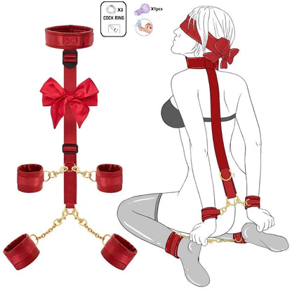 ชุด BDSM เกมเร้าอารมณ์สำหรับผู้ใหญ่ อุปกรณ์พันธนาการ 6 แบบ กุญแจมือสำหรับพันธนาการ ของเล่นคู่รักทาส อุปกรณ์ช่วยสร้างความสุขทางเพศ ชุดอุปกรณ์สำหรับเล่นเกม