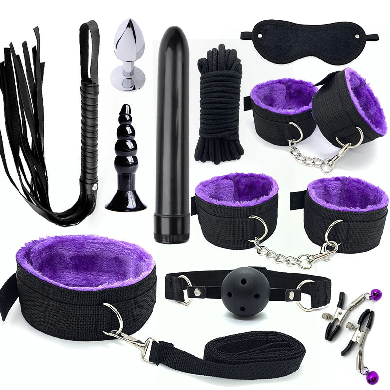ชุดอุปกรณ์ BDSM เกมมัดสำหรับผู้ใหญ่ อุปกรณ์เล่นแบบเชือกแปลกใหม่ กุญแจมือ ของเล่นตุ๊กตาสุดเซ็กซี่สำหรับคู่รัก อุปกรณ์แปลกใหม่ 11 ชิ้น