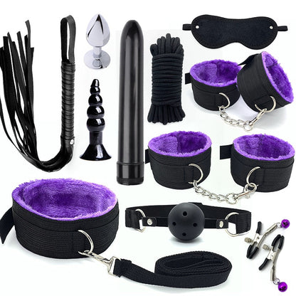 ชุดอุปกรณ์ BDSM เกมมัดสำหรับผู้ใหญ่ อุปกรณ์เล่นแบบเชือกแปลกใหม่ กุญแจมือ ของเล่นตุ๊กตาสุดเซ็กซี่สำหรับคู่รัก อุปกรณ์แปลกใหม่ 11 ชิ้น