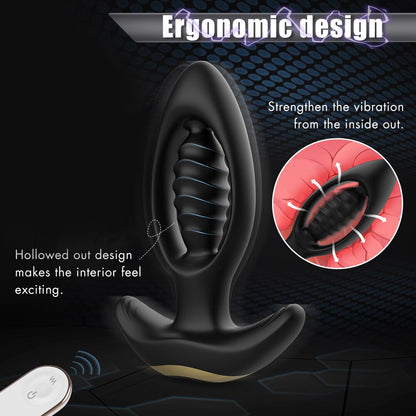 ที่สั่นปลั๊กก้น Dildo Vibrator การนวดแบบไร้สายรีโมทคอนโทรลปลั๊กทวาร กระตุ้น G-Spot ของเล่นทางเพศสำหรับผู้ชาย/ผู้หญิง
