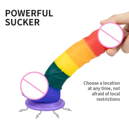 Rainbow Silicone Dildo with Suction Cup Large Comfort Sex Toy for Women Men Fake Dick Big Penis Butt Plug Anal Porn Shop