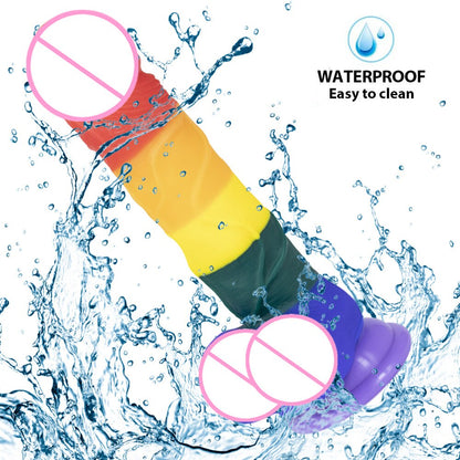 Rainbow Silicone Dildo with Suction Cup Large Comfort Sex Toy for Women Men Fake Dick Big Penis Butt Plug Anal Porn Shop