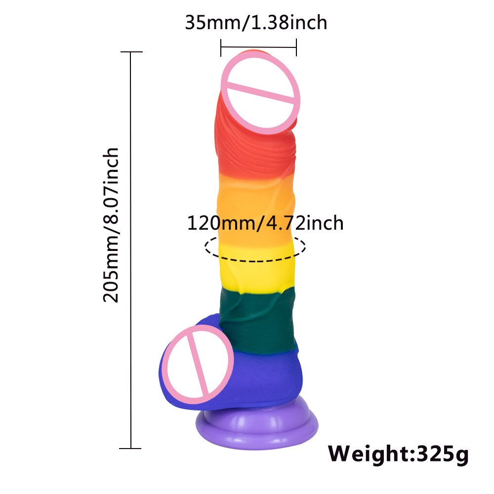 Rainbow Silicone Dildo with Suction Cup Large Comfort Sex Toy for Women Men Fake Dick Big Penis Butt Plug Anal Porn Shop