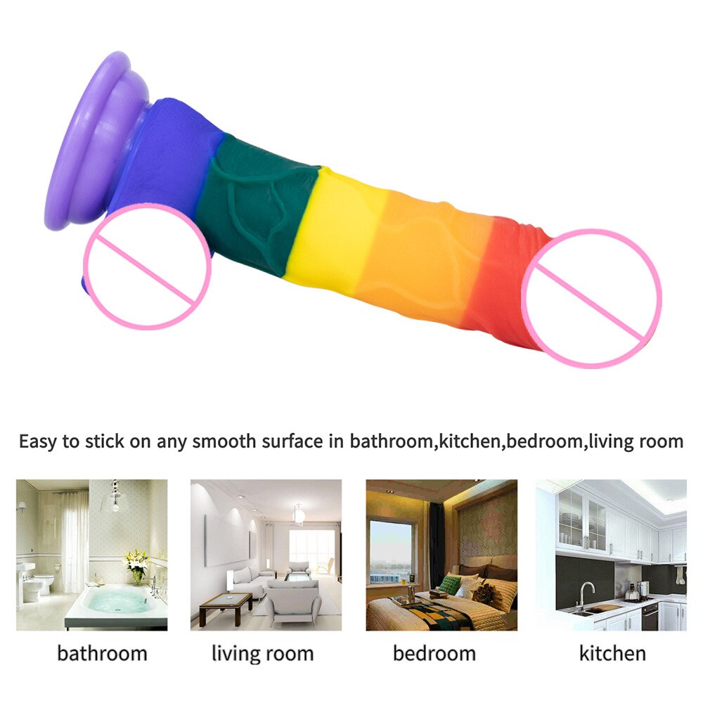 Rainbow Silicone Dildo with Suction Cup Large Comfort Sex Toy for Women Men Fake Dick Big Penis Butt Plug Anal Porn Shop