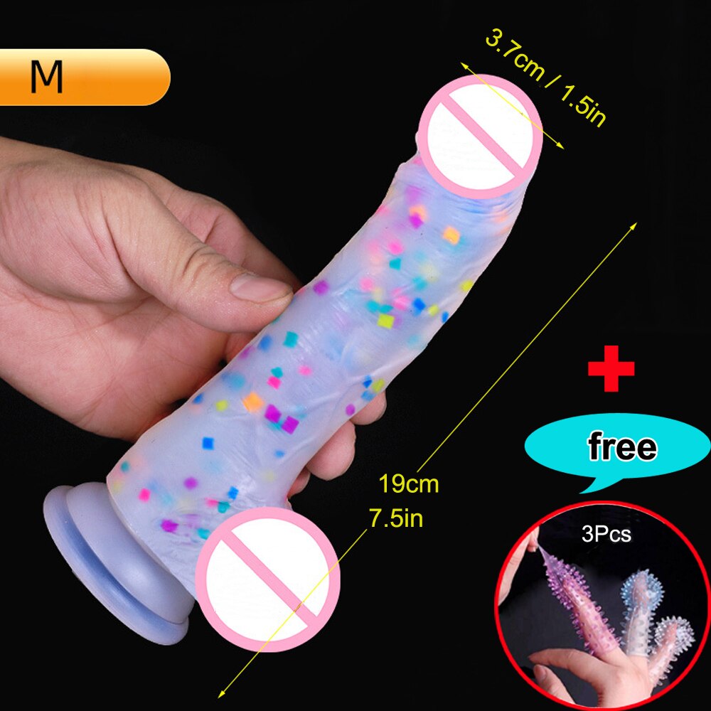 Confetti Dildo ที่สมจริงซิลิโคน Dildo. พร้อมถ้วยดูดสำหรับเล่นฟรีแบบแฮนด์ฟรี. จู๋สมจริงสำหรับผู้หญิงและคู่รัก