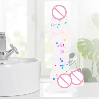 Confetti Dildo ที่สมจริงซิลิโคน Dildo. พร้อมถ้วยดูดสำหรับเล่นฟรีแบบแฮนด์ฟรี. จู๋สมจริงสำหรับผู้หญิงและคู่รัก