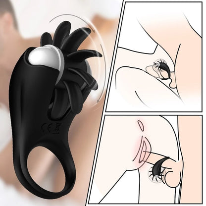 Penile Ring Delay Lock Sperm Vibrator Tongue Licking G-Spot Vaginal Clit Stimulator Orgasm Penis Lock for Men