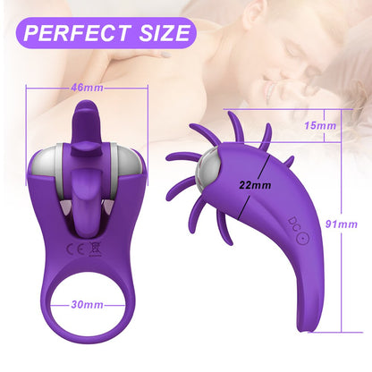 Penile Ring Delay Lock Sperm Vibrator Tongue Licking G-Spot Vaginal Clit Stimulator Orgasm Penis Lock for Men