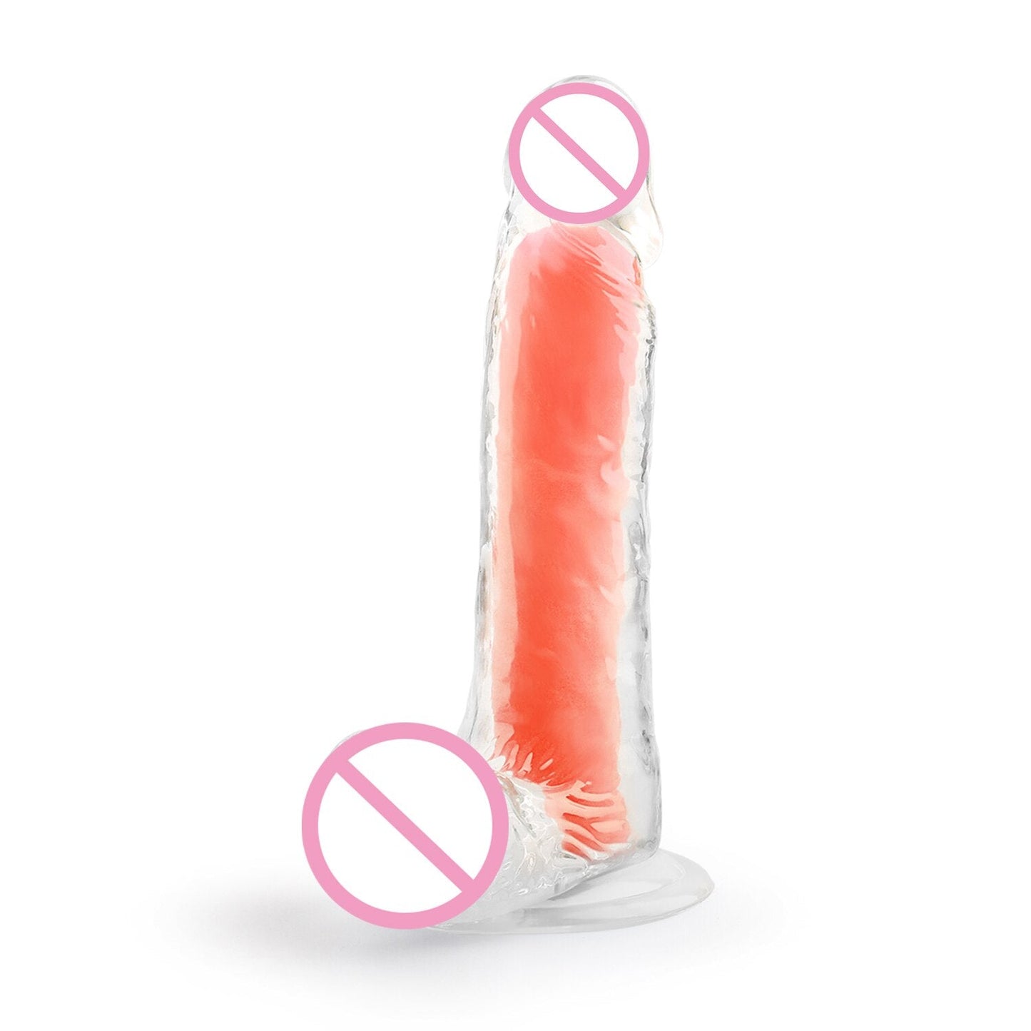 เลสเบี้ยน Dildo ดูดถ้วยสมจริง Penis สำหรับผู้หญิงช่องคลอด Clitoris Stimulator หญิง Masturbator Noctilucent เซ็กซ์ทอย