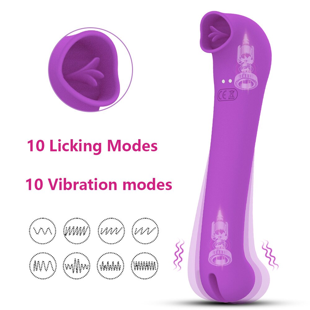 ลิ้นเลีย Dildo Vibrator หญิงเซ็กซ์ทอยช่องคลอด Orgasm Nipples Clitoris Stimulator ซิลิโคน Vibrators อุปกรณ์ผู้ใหญ่