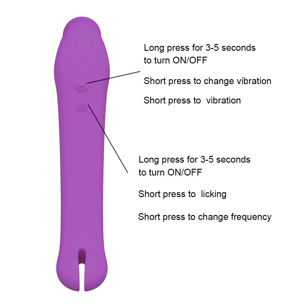ลิ้นเลีย Dildo Vibrator หญิงเซ็กซ์ทอยช่องคลอด Orgasm Nipples Clitoris Stimulator ซิลิโคน Vibrators อุปกรณ์ผู้ใหญ่