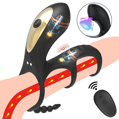 Dual Vibrating Clitoris อวัยวะเพศชาย แหวนดูดกระตุ้น Anal เครื่องสั่นสำหรับอวัยวะเพศ Erection สำหรับคู่รัก Cockring เครื่องมือทางเพศควบคุมด้วยรีโมท