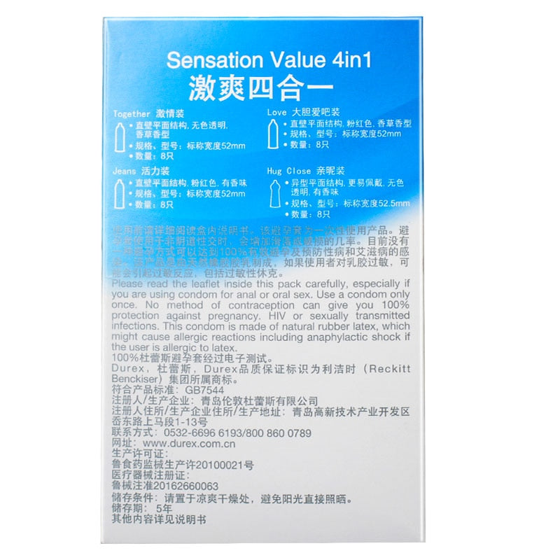 Durex Condoms Ultra Thin  Natural Latex Penis Cock Sleeve Mixed 4 Types Pleasures  Extra Lubricated Condom Sex Toys for Men