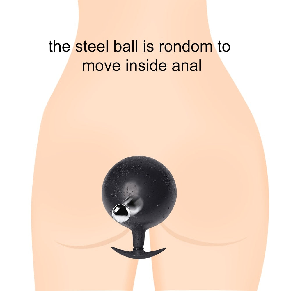 Expandable Prostate Massager Butt Plug อุปกรณ์ช่วยสำเร็จความใคร่สำหรับผู้ใหญ่ จุกเสียบก้นที่พองลมได้ ซิลิโคนขนาดใหญ่พิเศษ จุกเสียบก้นสำหรับสวนทวาร ปั๊มขยายทวาร จุกขยายทวาร