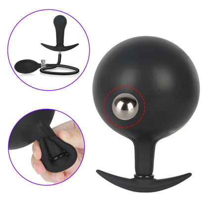 Expandable Prostate Massager Butt Plug อุปกรณ์ช่วยสำเร็จความใคร่สำหรับผู้ใหญ่ จุกเสียบก้นที่พองลมได้ ซิลิโคนขนาดใหญ่พิเศษ จุกเสียบก้นสำหรับสวนทวาร ปั๊มขยายทวาร จุกขยายทวาร