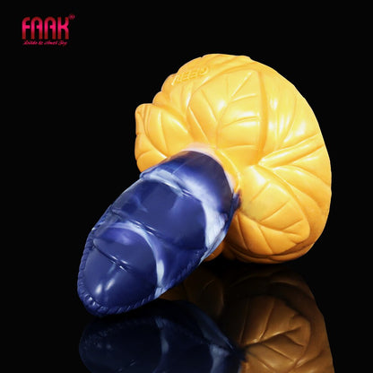 FAAK จุกเสียบก้นฐานใหญ่ สีน้ำเงินและทอง ทรงดอกตูม ของเล่นทางเพศทางทวารหนักแบบมีร่อง พร้อมถ้วยดูด ผลิตภัณฑ์อีโรติกสำหรับผู้ใหญ่ การเล้าโลมสำหรับคู่รัก