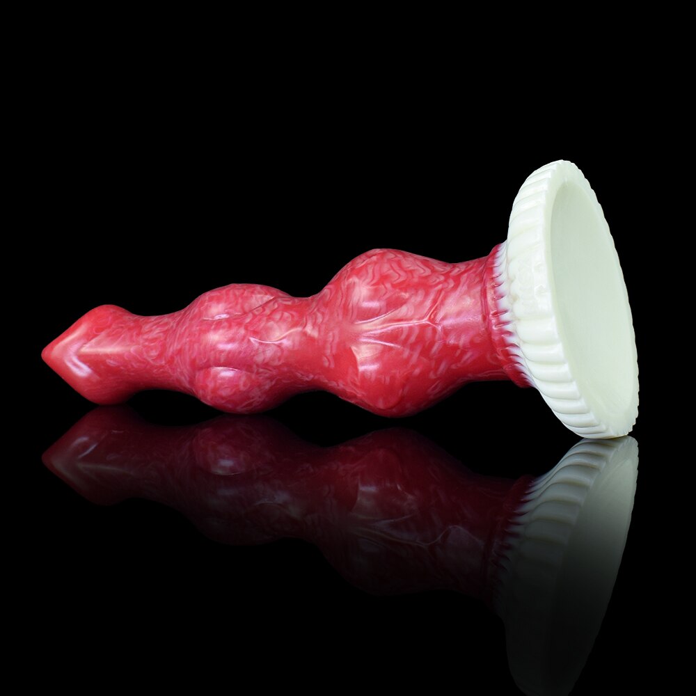 Large Red Silicone Beaded Sucker Knot Dog Dildo Sex Toy for Women Men Unisex Erotic Product Butt Plug