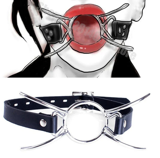 เข็มขัดหนังเทียม PU แนวเฟติช BDSM เครื่องพันธนาการ ห่วงกลม ลูกตุ้ม เครื่องถ่างปากทาส ห่วงกัด เครื่องถ่างปาก อุปกรณ์ทางเพศสำหรับผู้ใหญ่ เกมส์เปิดปาก