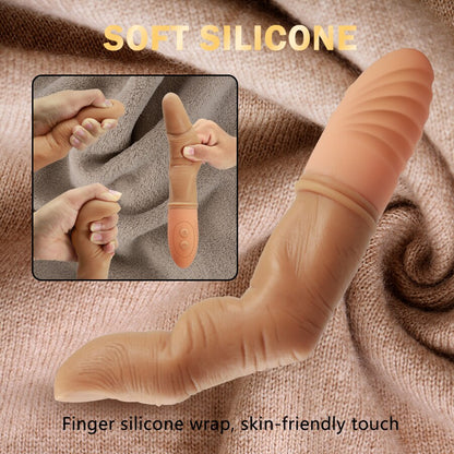 Efficient Finger Vibrator for Women G Spot Clitoris Massager Heating Silicone Finger Dildo Masturbator Adult Toys