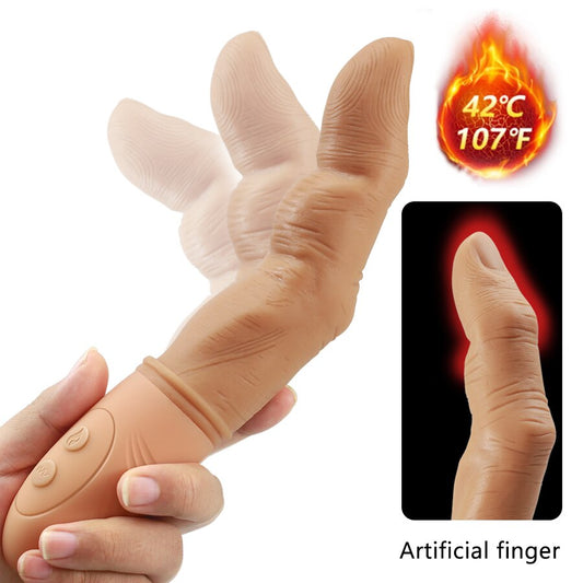Efficient Finger Vibrator for Women G Spot Clitoris Massager Heating Silicone Finger Dildo Masturbator Adult Toys