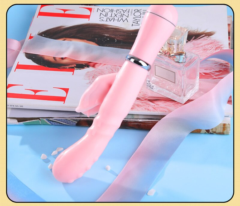 กระต่าย G Spot Dildo Vibrator เครื่องกระตุ้นคลิทอริส อุปกรณ์สอดใส่สองแท่งสำหรับผู้หญิงผู้ใหญ่ช่วยเลียและกระตุ้นได้ในแท่งเดียว เซ็กซ์ทอย