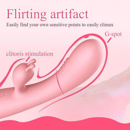เครื่องสั่น G-spot Rabbit แบบสองหัวสำหรับผู้หญิง อุปกรณ์ช่วยสำเร็จความใคร่แบบรัด Dildo กระตุ้นปุ่มกระสัน กันน้ำ ชาร์จไฟได้ ของเล่นทางเพศสำหรับผู้ใหญ่