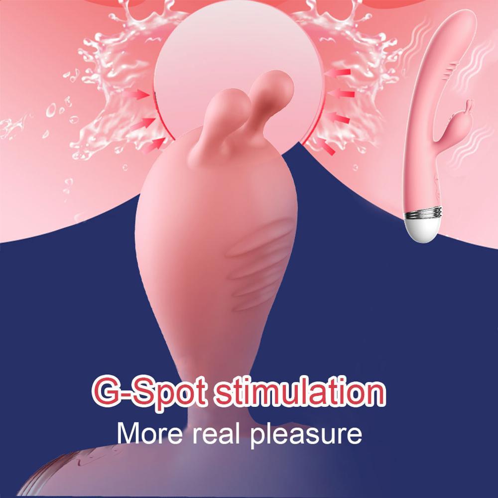 เครื่องสั่น G-spot Rabbit แบบสองหัวสำหรับผู้หญิง อุปกรณ์ช่วยสำเร็จความใคร่แบบรัด Dildo กระตุ้นปุ่มกระสัน กันน้ำ ชาร์จไฟได้ ของเล่นทางเพศสำหรับผู้ใหญ่