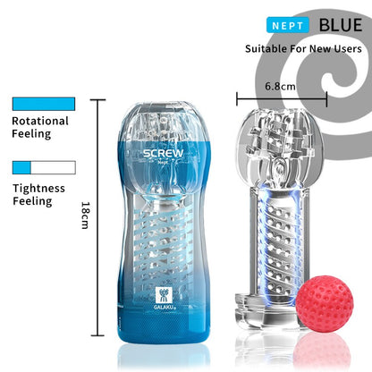 Galaku Durable Exercise Toys for Men's Penis, Vacuum Twisted Cup, Transparent Vagina, Male Masturbator