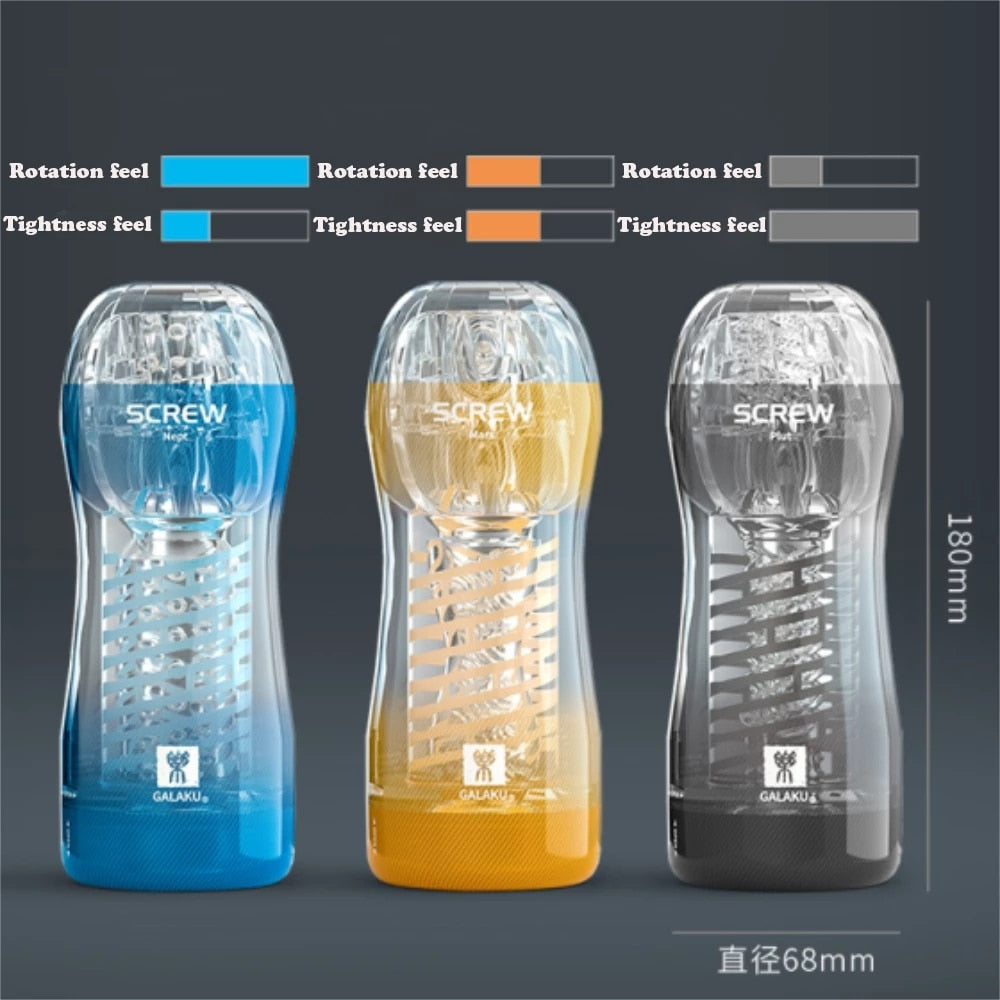 Galaku Durable Exercise Toys for Men's Penis, Vacuum Twisted Cup, Transparent Vagina, Male Masturbator