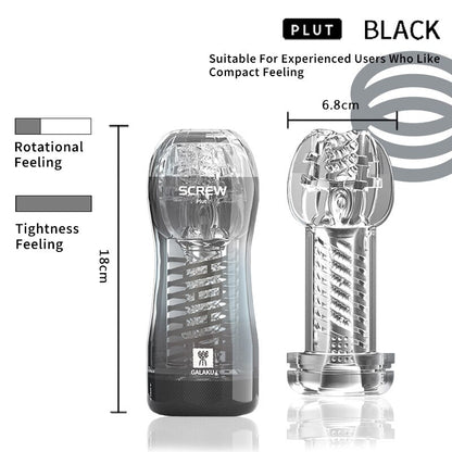 Galaku Durable Exercise Toys for Men's Penis, Vacuum Twisted Cup, Transparent Vagina, Male Masturbator