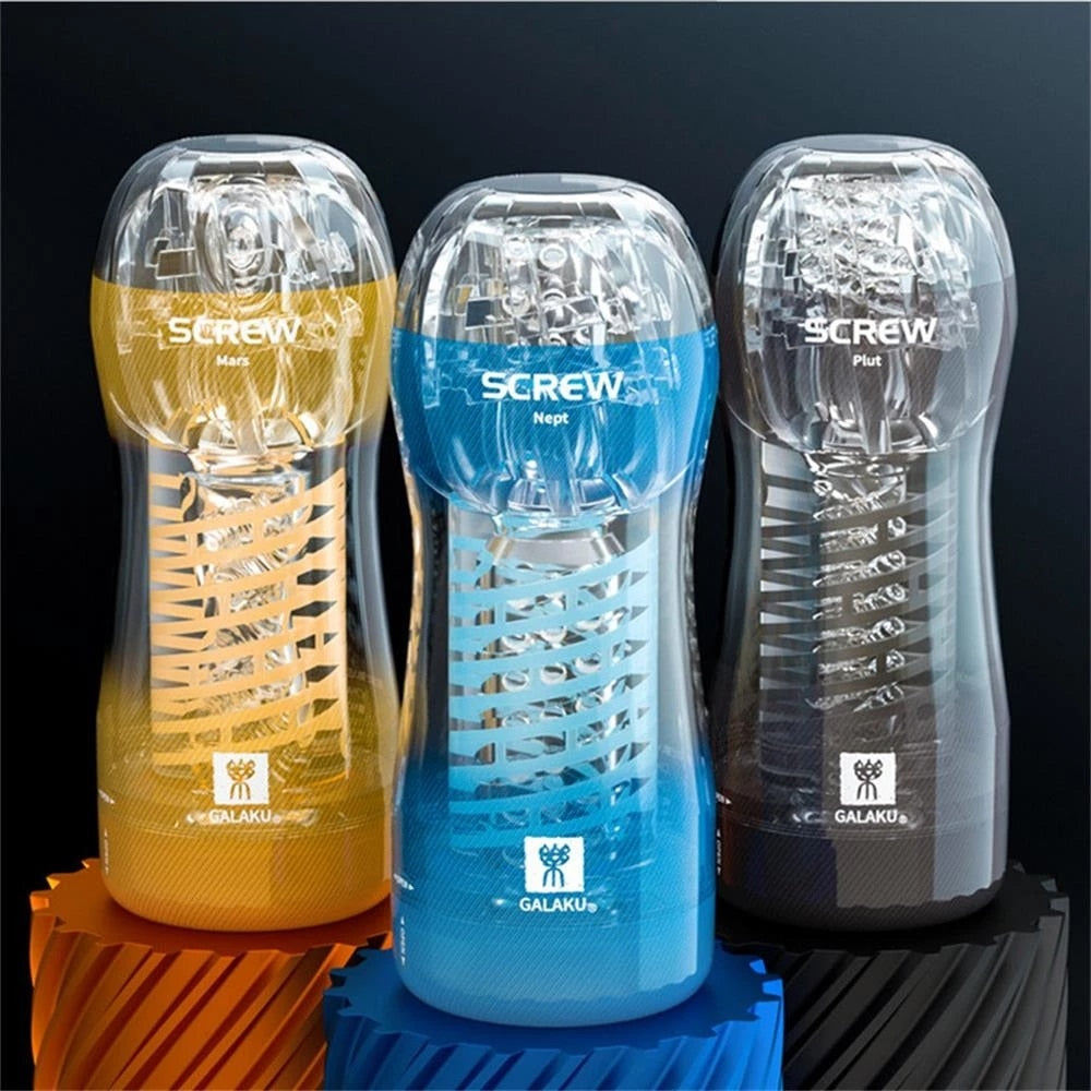 Galaku Durable Exercise Toys for Men's Penis, Vacuum Twisted Cup, Transparent Vagina, Male Masturbator