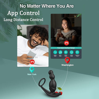 Gelugee App Anal Plug Vibrator เซ็กซ์ทอยสำหรับชาย Prostate Massager 360 องศากระตุ้นชาย Buttplug ด้วยแหวน Cock