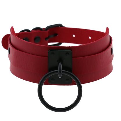 สร้อยคอโช้คเกอร์ BDSM พังก์แบล็กเมทัลพู่สีแดง เซ็กซี่ ประดับหมุด สายรัดคอ ปกคอเสื้อ สร้อยคอผู้ชาย ฮาโลวีนผู้หญิง