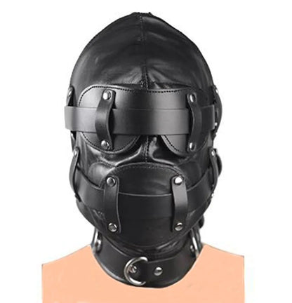 หน้ากากหนังบุนวมที่ครอบตา.สายรัดศีรษะแบบ gag. BDSM Bondage. ของเล่นทางเพศสำหรับคู่รักและอุปกรณ์เสริม