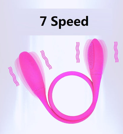 ของเล่นผู้ใหญ่แบบเสียบ USB ชาร์จได้ 7 สปีด ซิลิโคนงูคู่สั่น ไวเบรเตอร์กระสุนกระตุ้นจุด G สำหรับคู่รัก