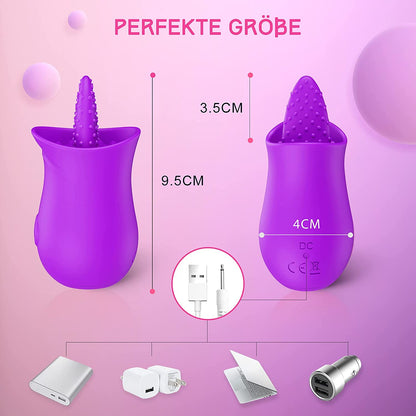 ไวเบรเตอร์ซิลิโคน G Spot พร้อมตัวกระตุ้นหัวนมเลียลิ้น 10 ระดับ ของเล่นทางเพศพร้อมมอเตอร์ทรงพลัง ของเล่นทางเพศสำหรับผู้หญิง