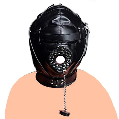 หน้ากากหนังบุนวมที่ครอบตา.สายรัดศีรษะแบบ gag. BDSM Bondage. ของเล่นทางเพศสำหรับคู่รักและอุปกรณ์เสริม