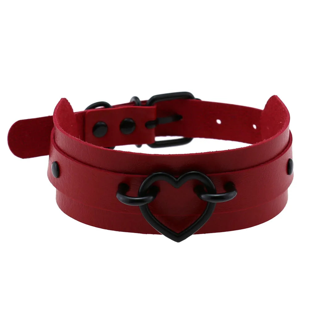 สร้อยคอโช้คเกอร์ BDSM พังก์แบล็กเมทัลพู่สีแดง เซ็กซี่ ประดับหมุด สายรัดคอ ปกคอเสื้อ สร้อยคอผู้ชาย ฮาโลวีนผู้หญิง