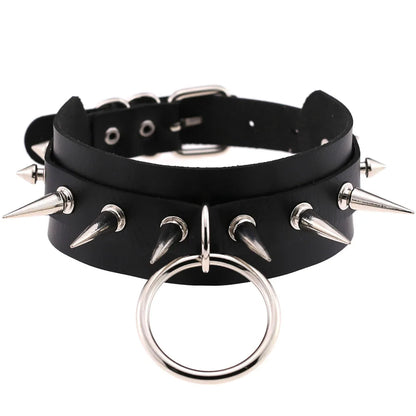 สร้อยคอโชกเกอร์ BDSM สไตล์พังค์สำหรับผู้ชาย สร้อยคอหนังสังเคราะห์โกธิค โซ่คาดตัวสำหรับผู้หญิง