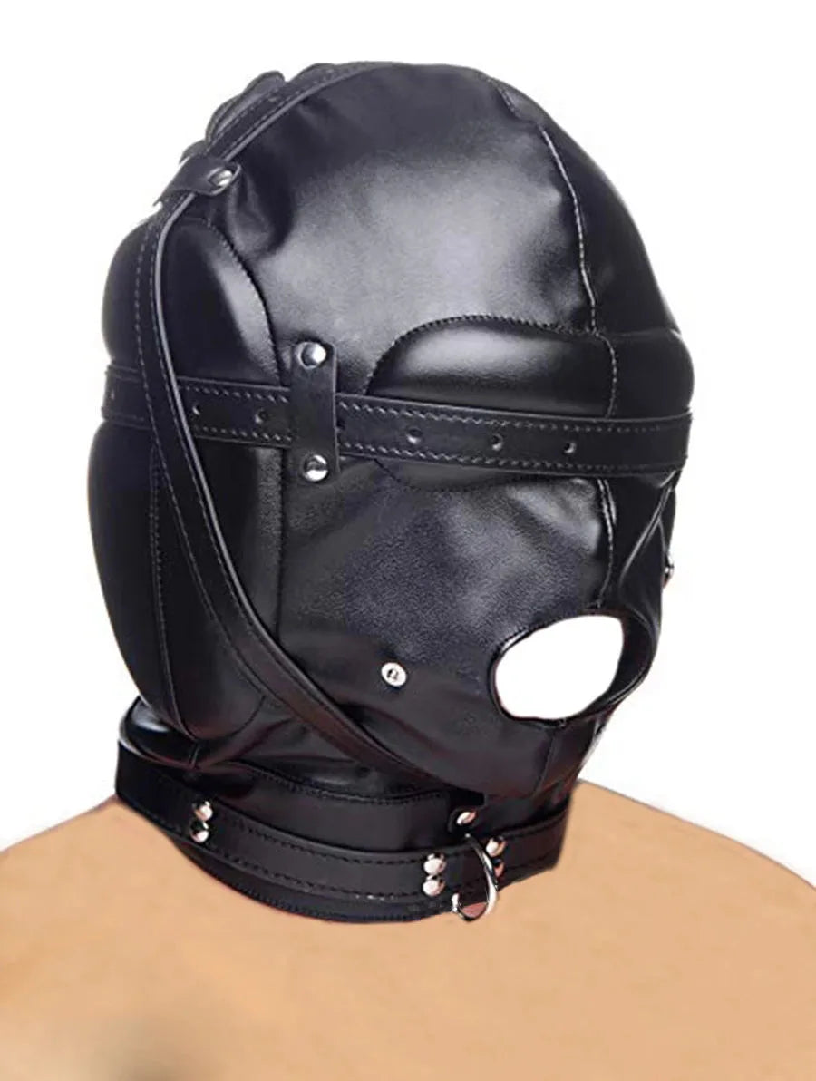 หน้ากากหนังบุนวมที่ครอบตา.สายรัดศีรษะแบบ gag. BDSM Bondage. ของเล่นทางเพศสำหรับคู่รักและอุปกรณ์เสริม