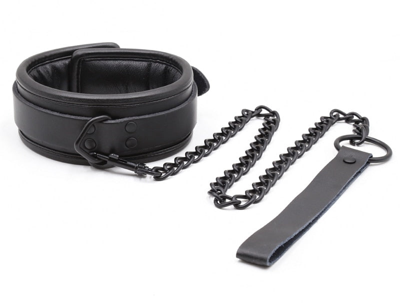 ปลอกคอ BDSM แบบมีโซ่เหล็กและหนังแท้สำหรับผู้หญิง ของเล่นทางเพศสำหรับคู่รัก อุปกรณ์รัดตรึงทางเพศ