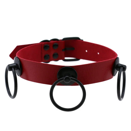 สร้อยคอโช้คเกอร์ BDSM พังก์แบล็กเมทัลพู่สีแดง เซ็กซี่ ประดับหมุด สายรัดคอ ปกคอเสื้อ สร้อยคอผู้ชาย ฮาโลวีนผู้หญิง